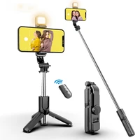 wireless bluetooth smartphone selfie stick foldable mini tripod with fill light shutter remote control for ios android portable