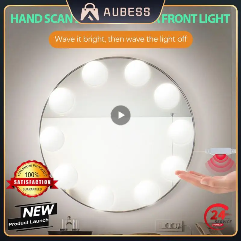 

LED Light Bulb Wall Lamp Makeup Mirror Light Hand Sweep Sensor Switch Light String Waterproof Dimming USB Mirror Front Light