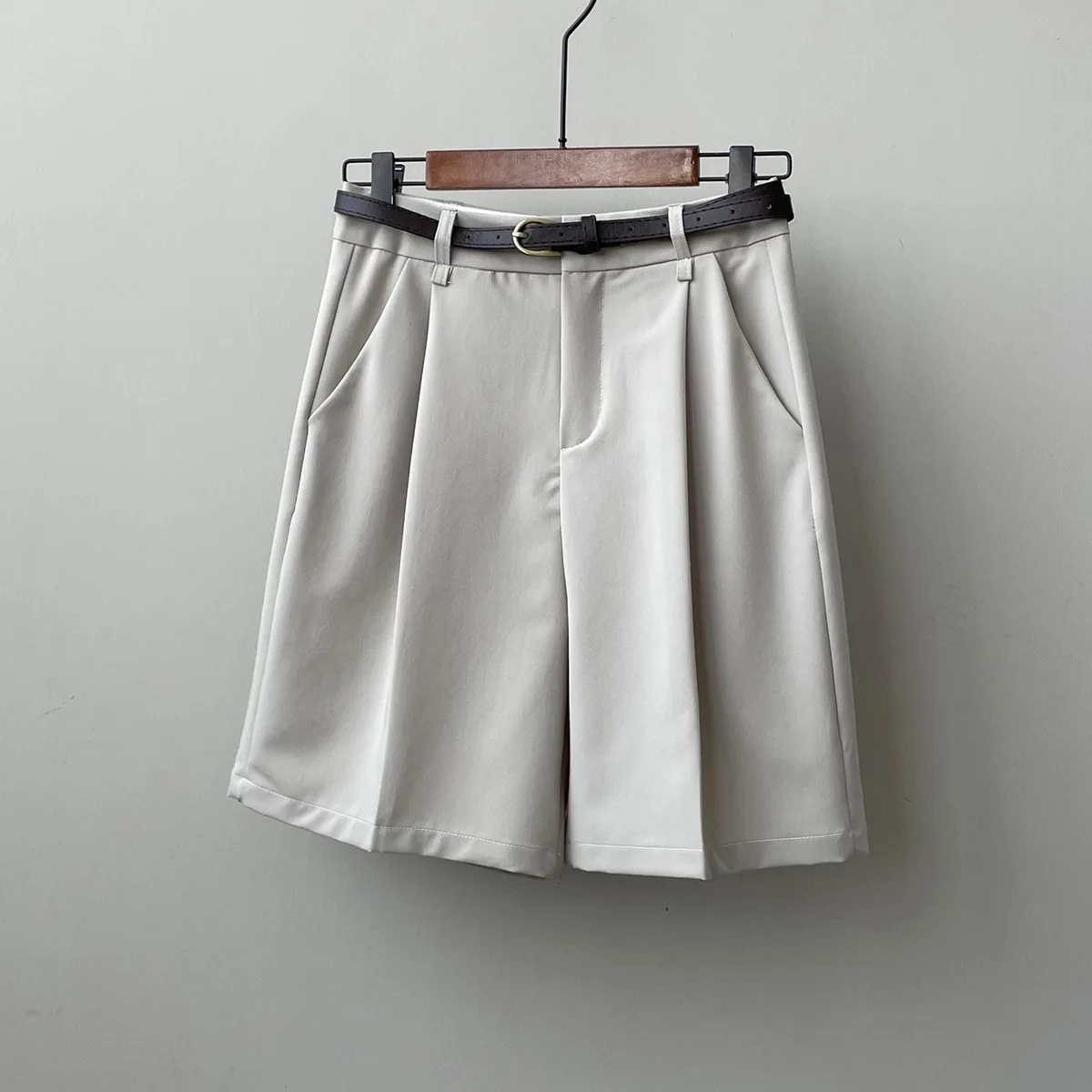 Casual Suit Shorts for Women's Loose Fitt High Waisted Wide Leg Casual Pants 2023 Summer New Solid All-match Short Trousers