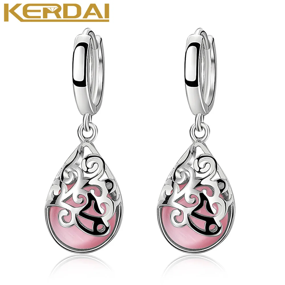

New Luxury Bridal Silver Moonlight Simulated Opal Tears Drop Earrings Gift Pendientes Oorbellen Boucle D'oreille Femmes Gifts