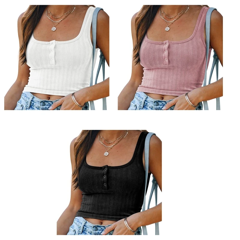 Женский ТРИКОТАЖНЫЙ УКОРОЧЕННЫЙ ТОП в рубчик без рукавов с квадратным вырезом и