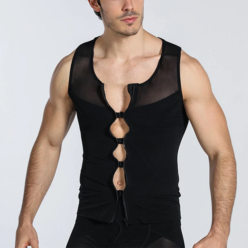 

Men Compression Vest Stretch Zipper Body Shaper Lightweight Slimming Tank To Breathable Comfortable Sleeveless Shirt Soft Vest