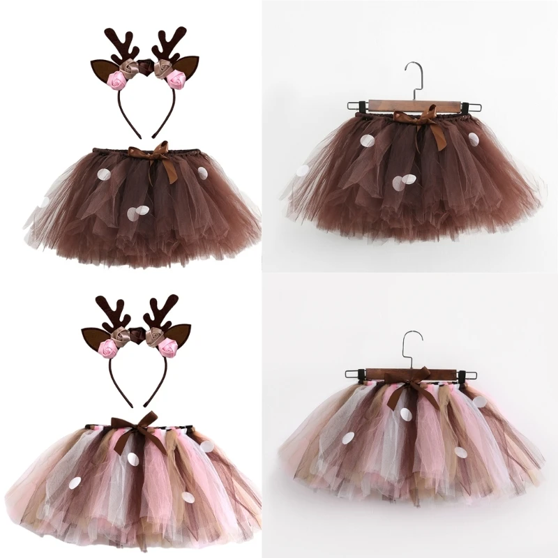 

Повязка на голову с ушками лося и юбка-пачка, детский карнавальный костюм лося для девочки