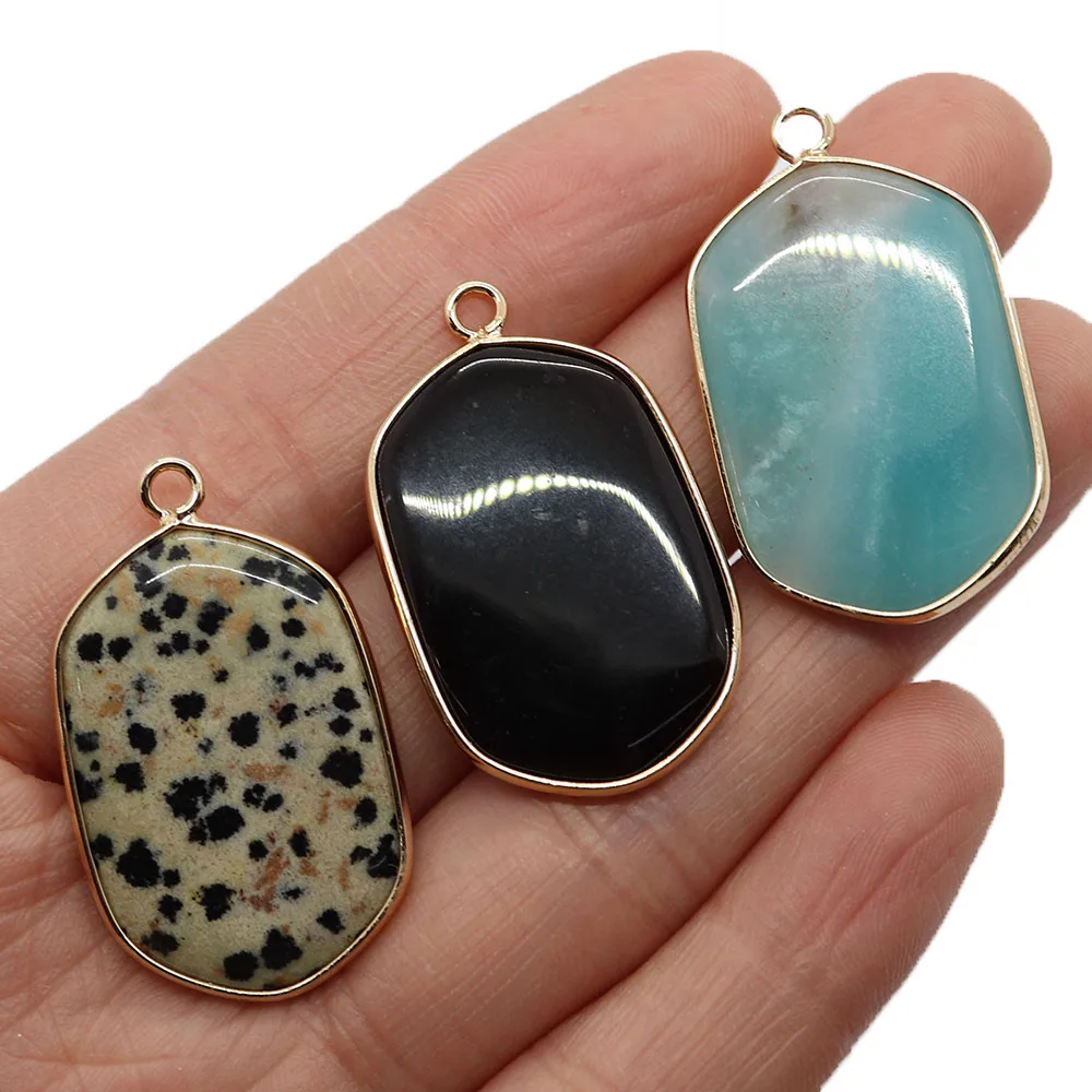 

Natural Stone Irregular Pendant 21x35mm Colorful Pattern Agate Crystal Charm Jewelry Making DIY Necklace Earring Accessories