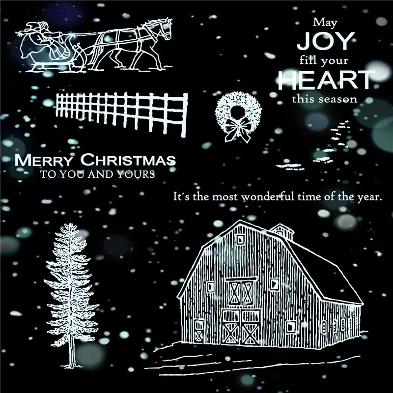 

Рождественский каталог 2022 Вырубные штампы прозрачный штамп Скрапбукинг для изготовления бумаги Joy Sled House тиснение рамка карточка