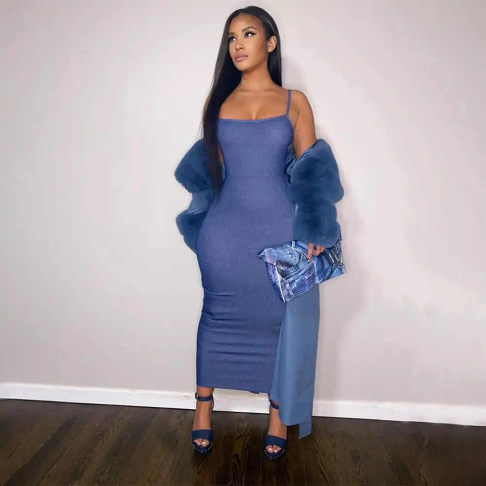 

Gown Dress Popular Hip Wrap Open Back Solid Color Sling Bodycon Maxi Dress Clubwear Summer Dress Bodycon Dress