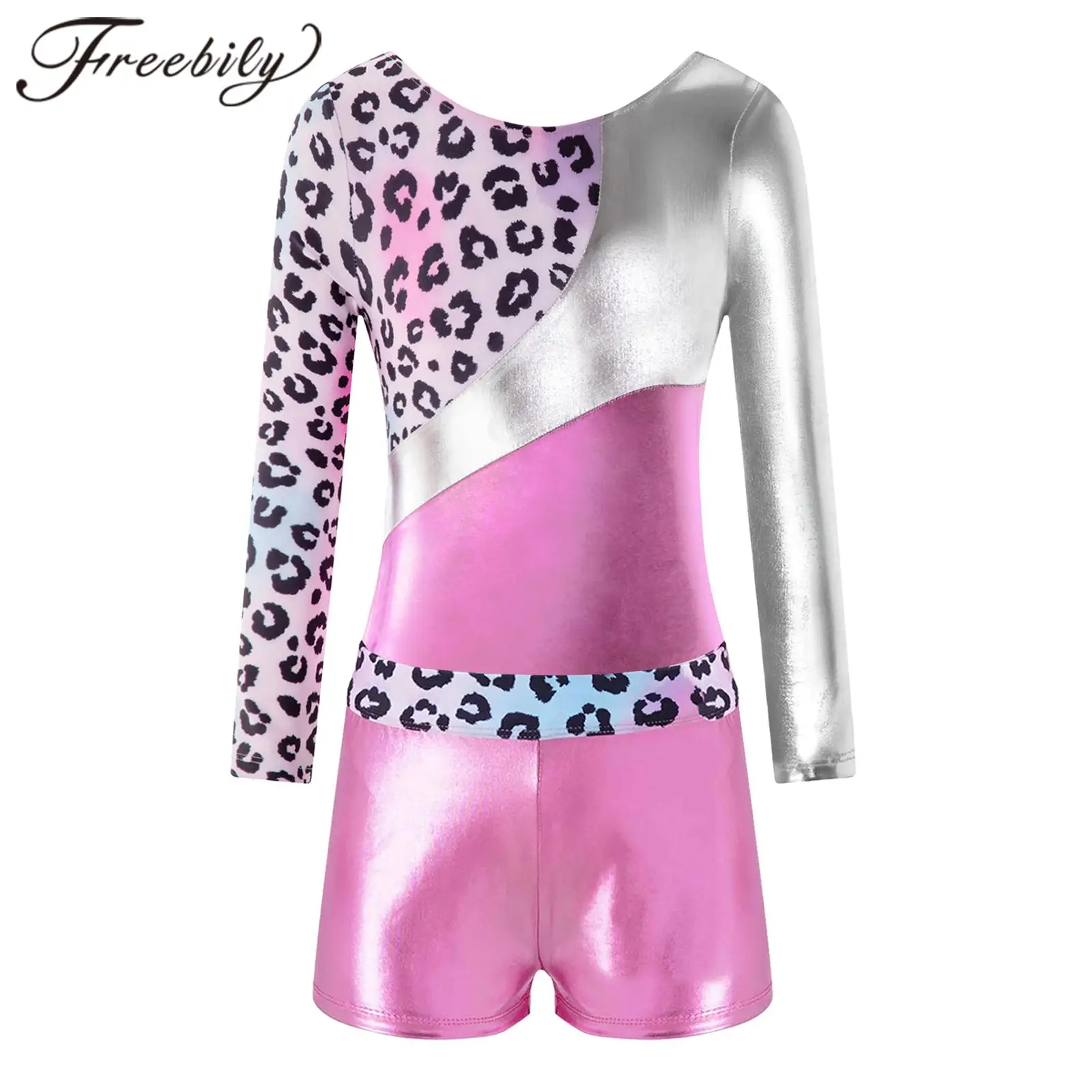 

Комбинезон для катания на коньках, Детские гимнастические трико с длинными рукавами и шортами для девочек, комплекты для йоги, унитарда, детские костюмы для балета и танцев