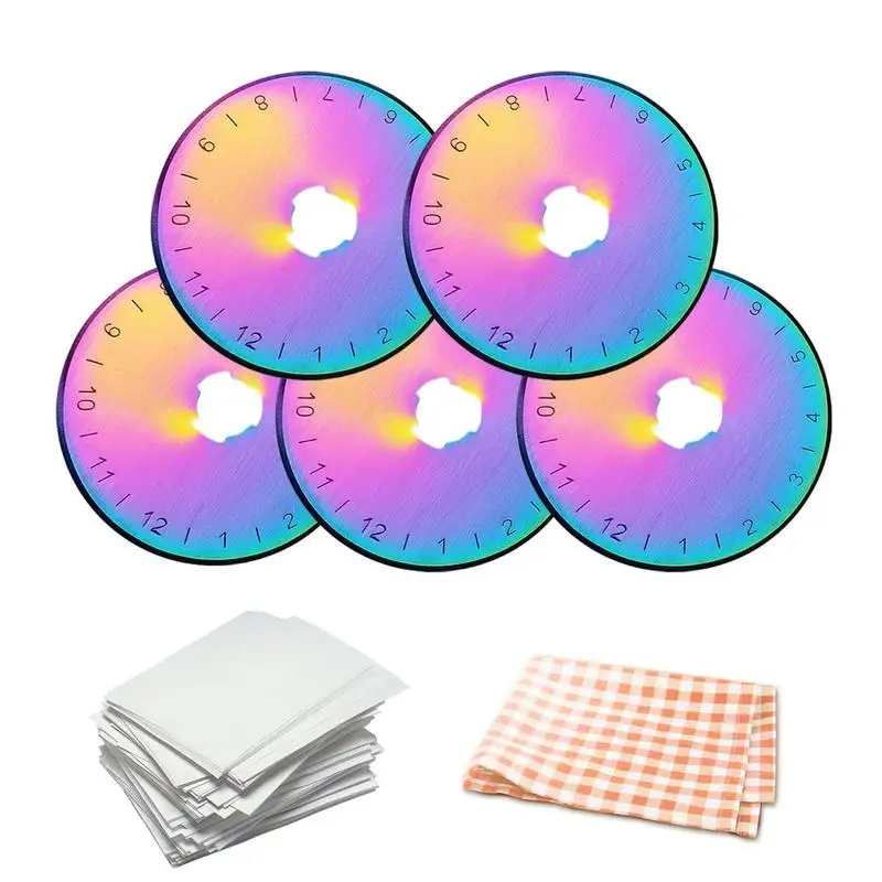 Rotary Cutter Blades 45mm Fit For Olfa Fiskar Color Titanium Plating Coated SKS-7 Steel With Plastic Case Sewing Accessories