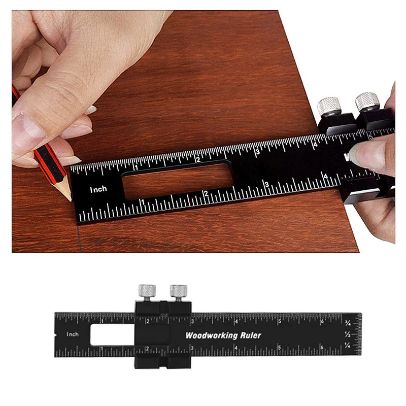 

Woodworking Positioning Ruler 6inch 8inch 12inch Parallel Marking Ruler Tool Metal Scribing Gauge Carpenter Measuring Tool