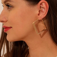 2022 new trend simple fashion square golden exaggerated line earrings geometric personality earrings party jewelry birthday gift