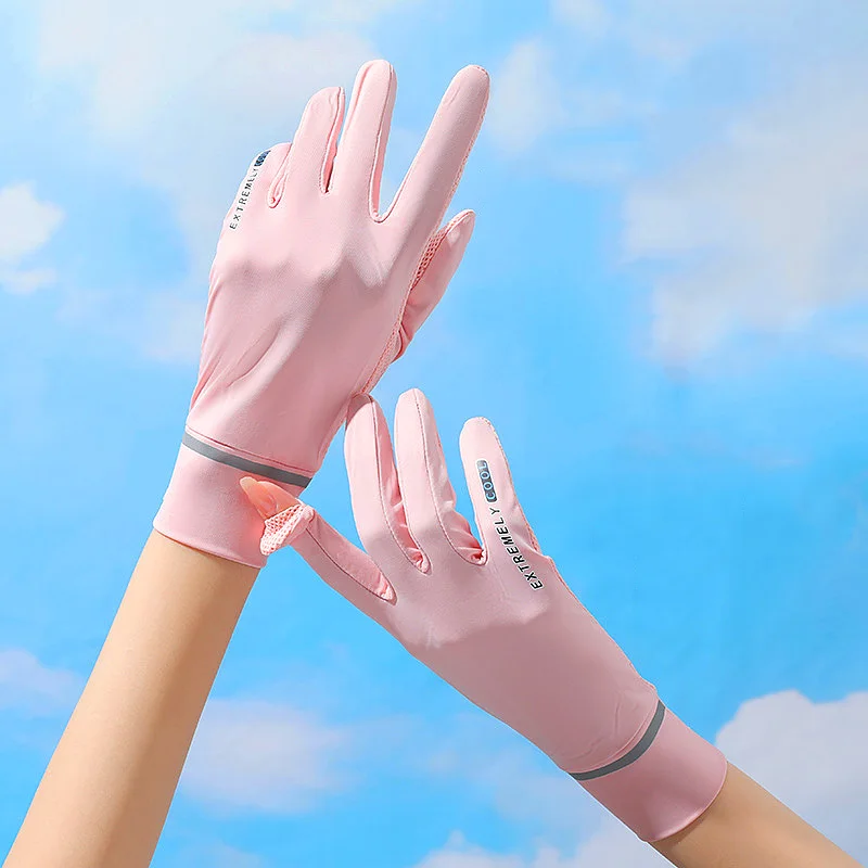 

Women's Sunscreen Ice Silk Gloves Women's Summer Sunscreen Gloves Fashion Cycling And Running Gloves Thin Uv Resistant Gloves