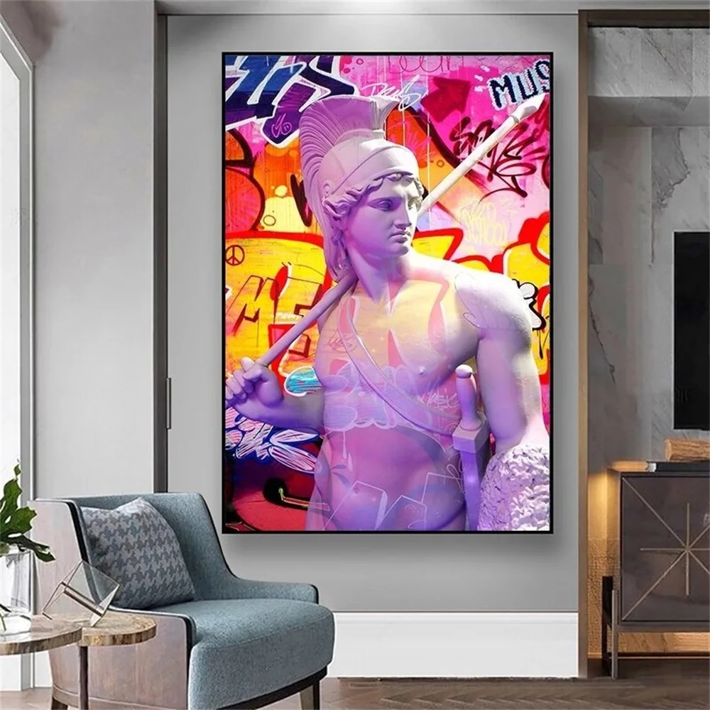 

Abstract Pop Art Roman Sculpture Wall Art Canvas Painting Prints Street Graffiti Picture Posters For Living Room Home Decoration