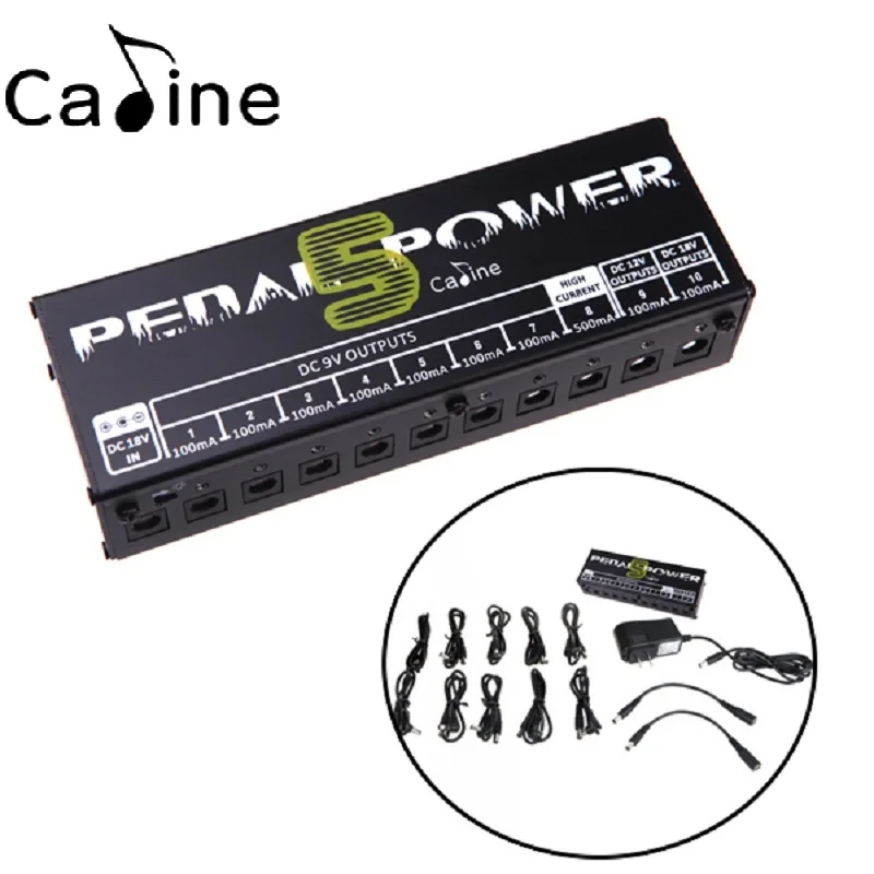 

Caline CP-05 Guitar Effect Pedals Power Supply Ten Isolated Outputs (9V, 12V, 18V) Voltage Protection with Cables