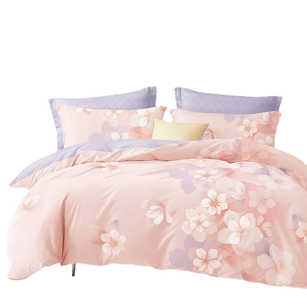 

Qf Four Piece Home Textiles Set Pure Cotton All Cotton Summer Pink Quilt Cover Bed Sheet Fitted Sheet