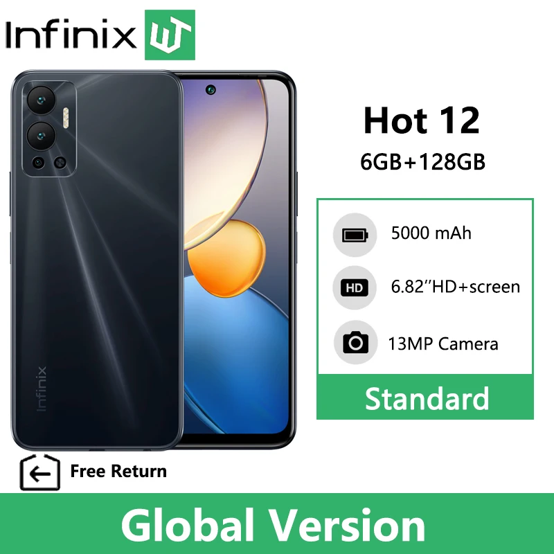 

Infinix Hot 12 6GB 128GB 6.82'' Display Smartphone Android 12 Helio G85 5000mAh Battery 13MP Camera