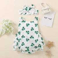 0 18 months newborn infant baby girls rompers leaf clover printing bodysuit headband set baby clothing summer girl clothes