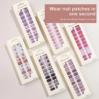 24pcsbox fake nails press on short reusable with designs set french artificial pink kawaii false tipsy stick on nails tips art