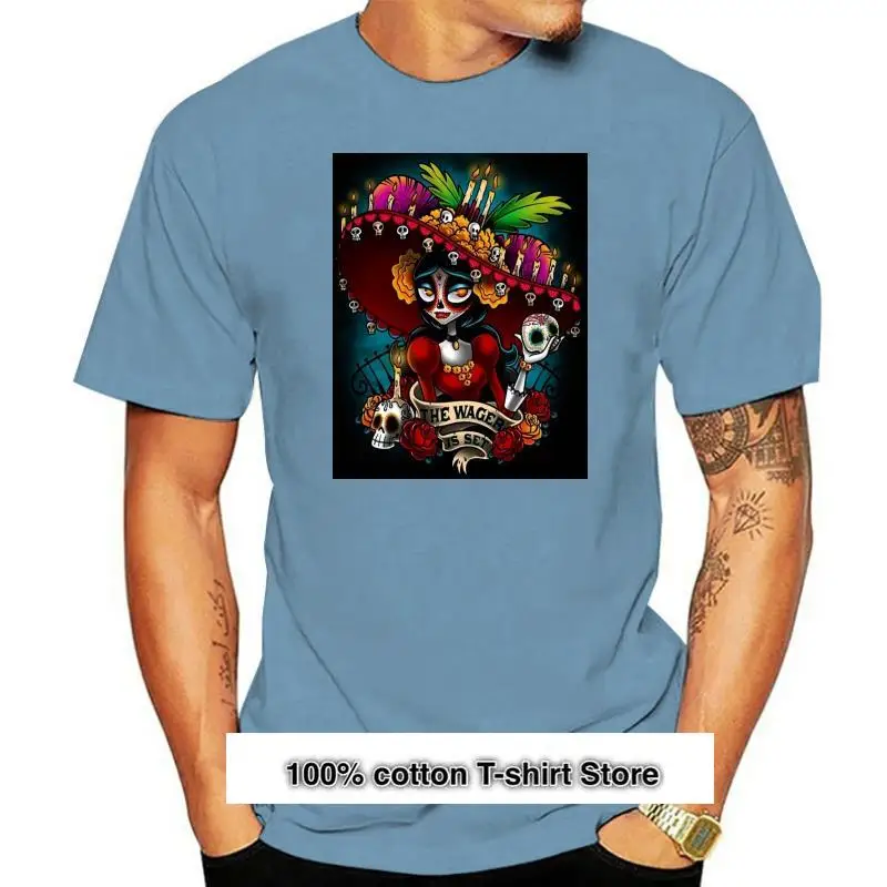 

Dia De Los Muertos-Camiseta Unisex De algodón para adultos, camisa negra para Halloween, Día De Los Muertos, Anime blanco