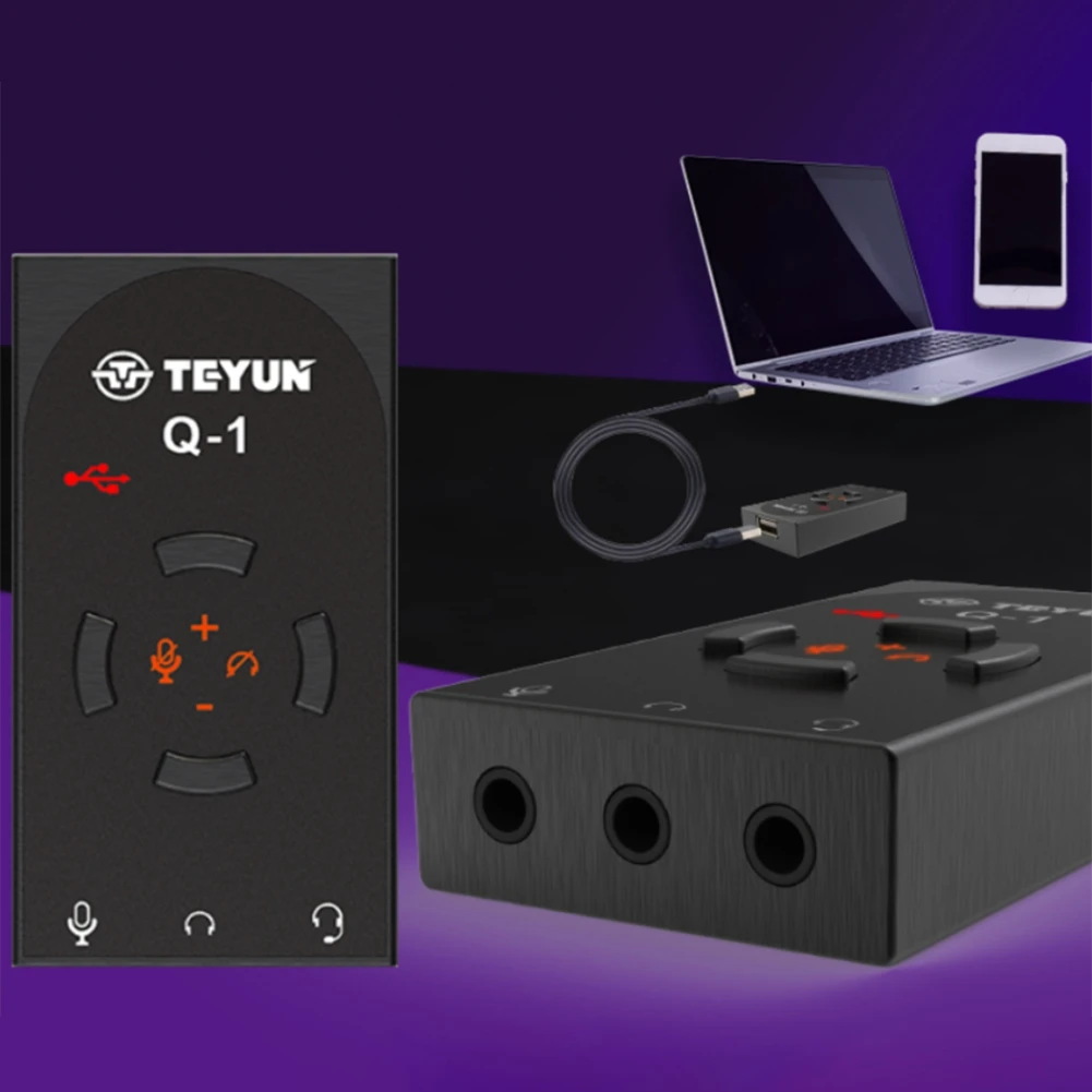 TEYUN Q1 игровая звуковая карта USB7.1 аудио 3 5 мм микрофонный адаптер 16 бит/48 кГц для ПК