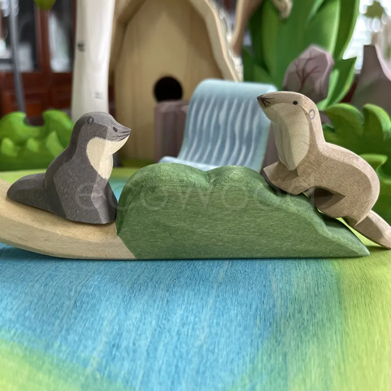 Детские деревянные игрушки строительные река луг озеро трава детская игра с