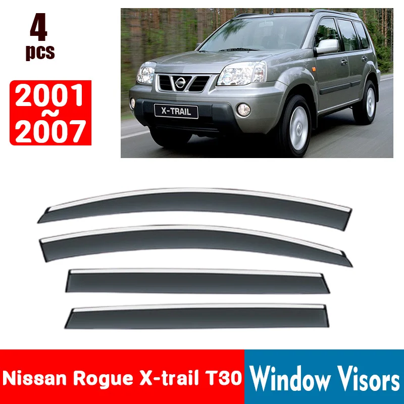 FOR Nissan X-trail T30 2001-2007 Window Visors Rain Guard Windows Rain Cover Deflector Awning Shield Vent Guard Shade Cover Trim