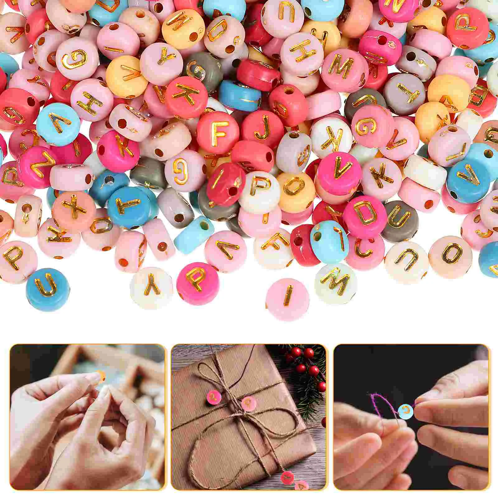 

Jewelry Necklace Beads Bracelets Bracelet Charms Letter Beads Elastic Bracelet String Gold Beads Amulet Colorful Alphabet Beads