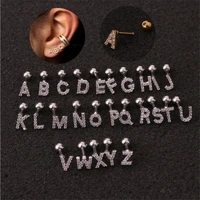 1piece 1 2mm piercing single letter stud earrings 2022 for women jewelry ear cuffs stainless steel letters earrings for mother
