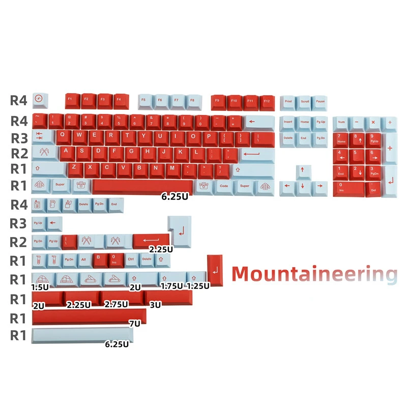 

142 Keys/set GMK Mountaineering Keycaps PBT Dye Subbed Key Caps Cherry Profile Keycap With ISO Enter 3U 7U Spacebar 1.75u 2u
