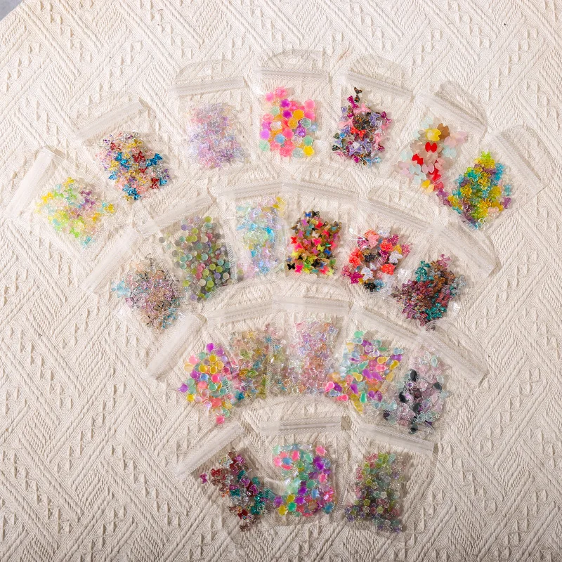 

50Pcs /Bag Bow Tie Nail Art Charms 21 Styles Nails Art Diamonds Cartoon Resin Series Bow-Knot Design Decorations Accessories Tip
