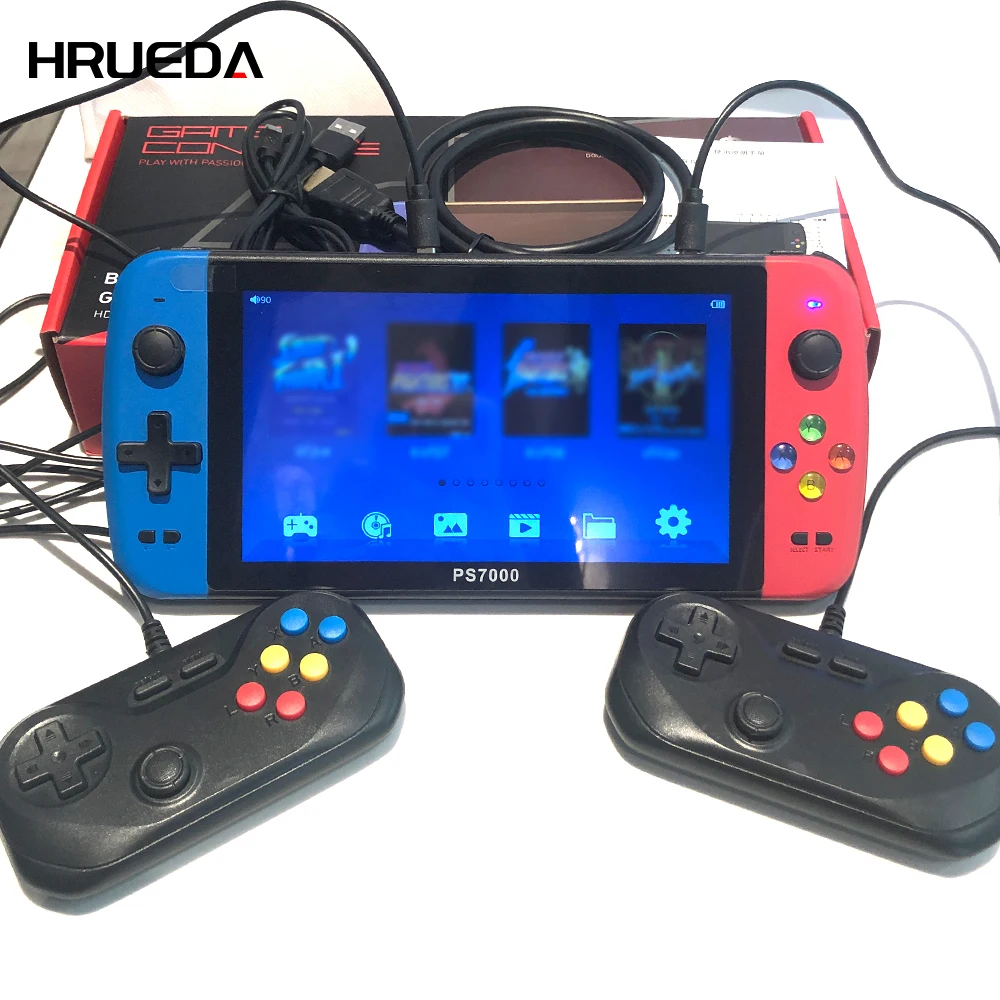 

PS7000 Retro Video Game Console with 2 Gamepads 7 Inch HD 32GB/64GB 6000+ Games Support PS1 Games Portable Handheld Game Players