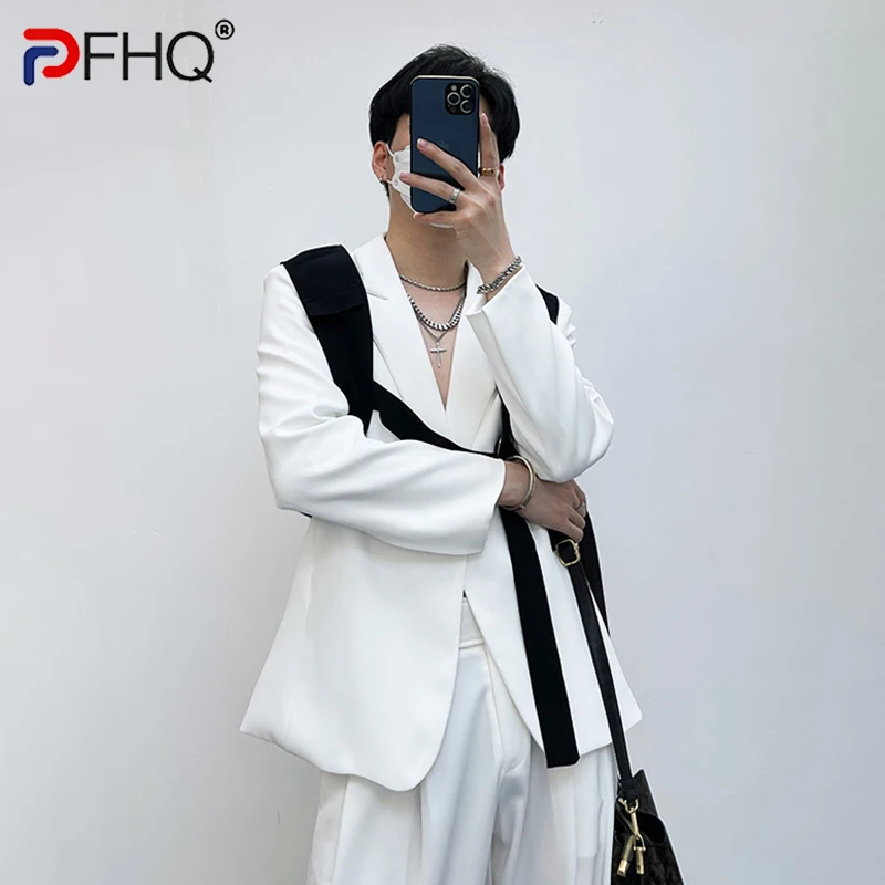 

PFHQ корейский Стильный контрастный мужской оригинальный пиджак в стиле пэчворк высокого качества уличный модный пиджак 2023
