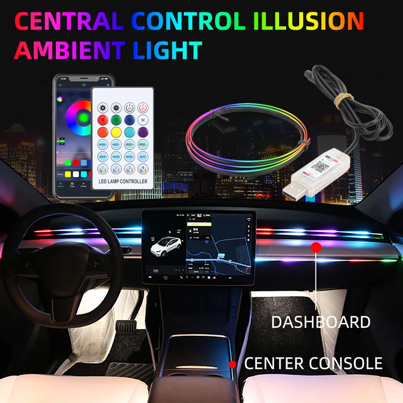 

Car Streamer Atmosphere Light Interior LED Hidden Acrylic Light Bar Universal Auto Dashboard Decorative Symphony Lamp 1/2 IN 1