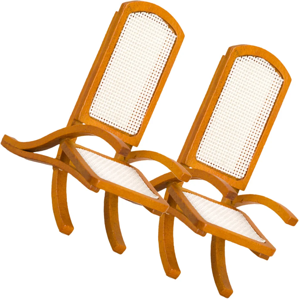 

2 Pcs Arm Chair Desktop Mini Furniture Miniature Toy Wood Armchair House Decoration Individual Decorative