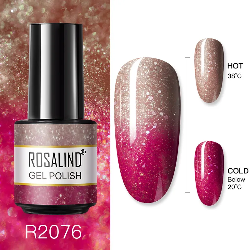 

ROSALIND Thermal Nail Polish Color Changes With Temperature UV Semi Permanent Varnishes All For Nails Art Glitter Nail Gel