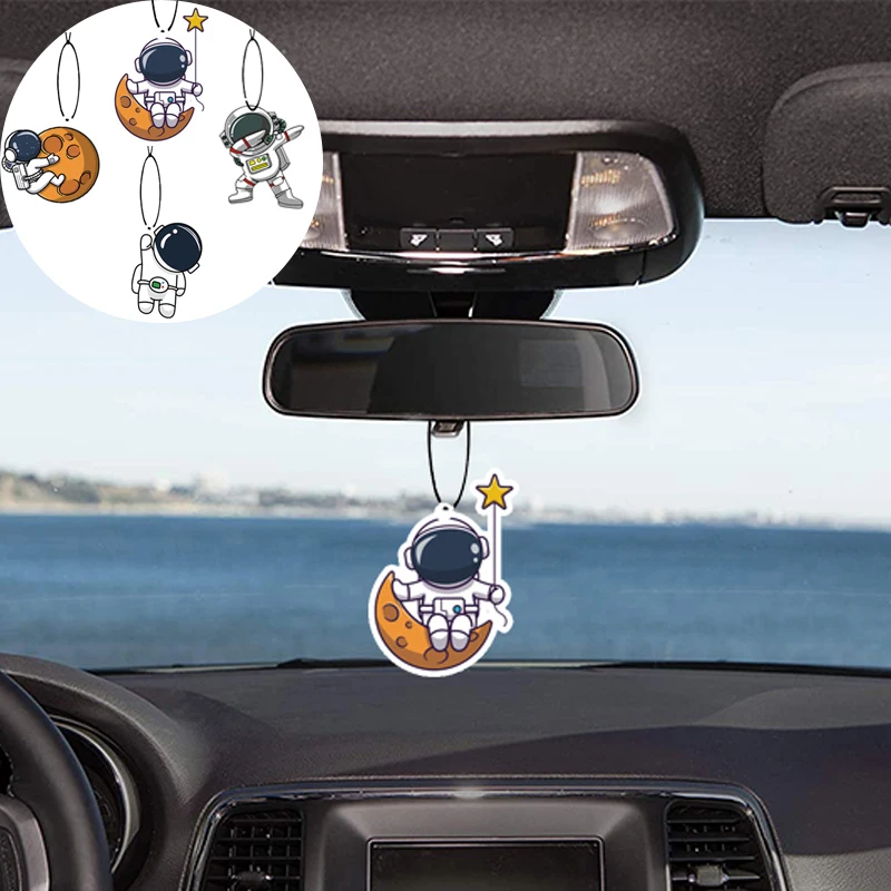 

2PCS Car Rearview Mirror Hanging Cartoon Fragrance Piece Air Freshener Astronaut Perfume Piece Auto Interior Decor Accessories