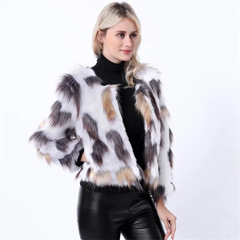 Autumn faux fur leather jacket womens warm Iridescent fur leather coat women loose jackets winter thicken fashion b533