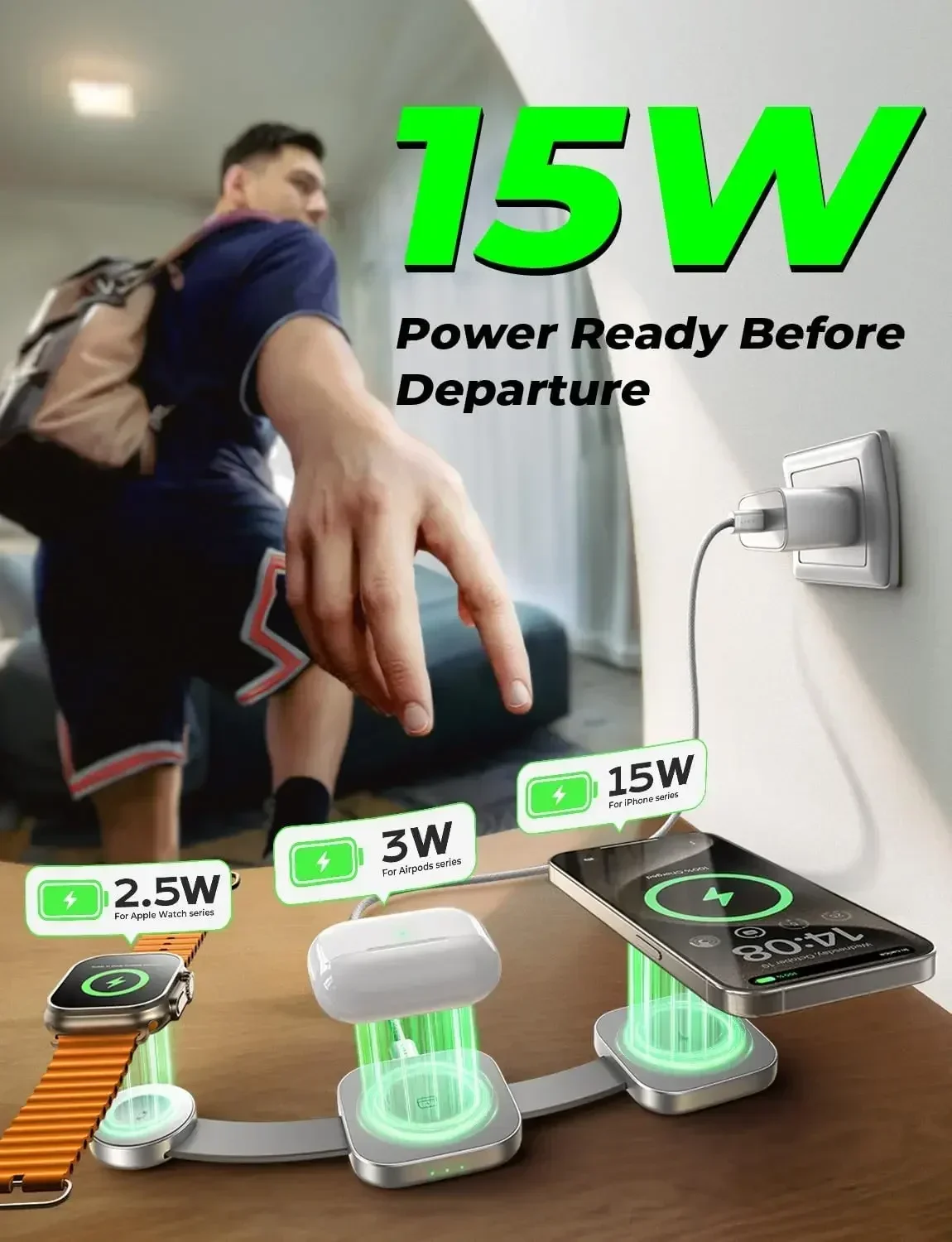 Зарядное устройство LISEN 3 в 1 беспроводная зарядная панель складное беспроводное