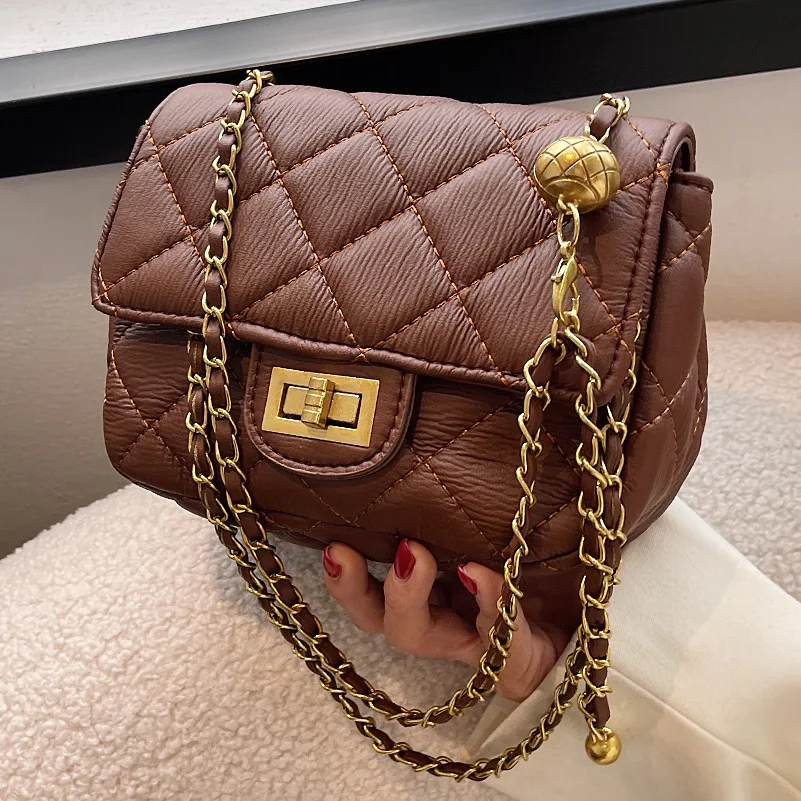 

High Quality Ladies Retro Shoulder Bag 2021 New Female Bag Trendy Fashion All-match Diamond Chain Messenger Bag Small Square Bag