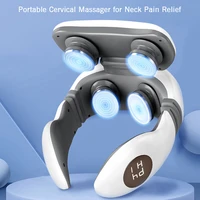 portable electric neck massager for neck relaxation pain relief heating therapy 4 massage modes 9 levels intensity 10min timing