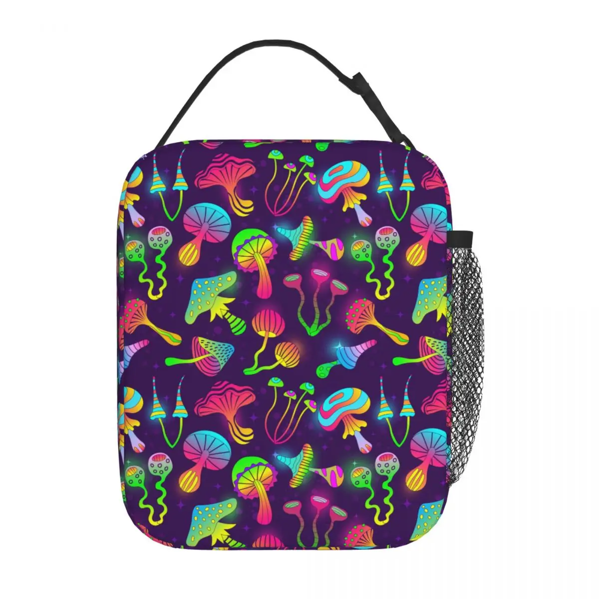 

Neon Psychodelic Mushrooms Thermal Insulated Lunch Bag School Aesthetic Mushroom Portable Bento Box Thermal Cooler Food Box