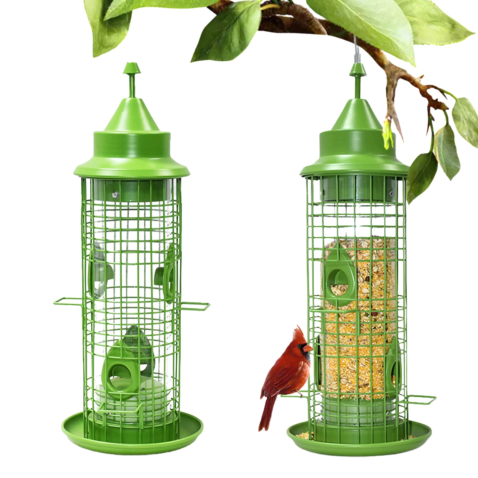 

Pet Bird Feeder Squirrel Proof Bird Feeder Garden Metal Birds Food Dispenser Feeders Outdoor Hanging Multiple Holes Bird Feeder