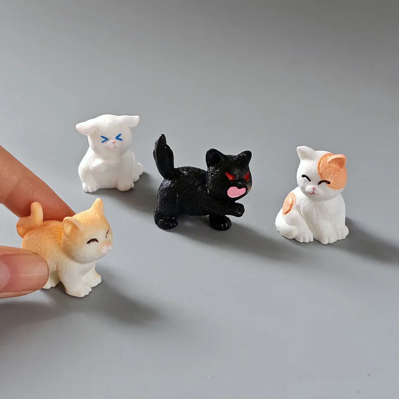 4 шт. мультяшная милая фигурка кота из смолы модель животного сделай сам домашний