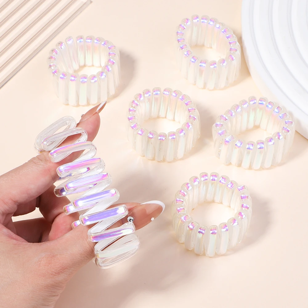 

1 Pcs Spiral Hair Ties for Women Hair Accessories Girls Rubber Hair Bands Gum Phone Cord Hair Coils Laser Hair Ring Band 2022