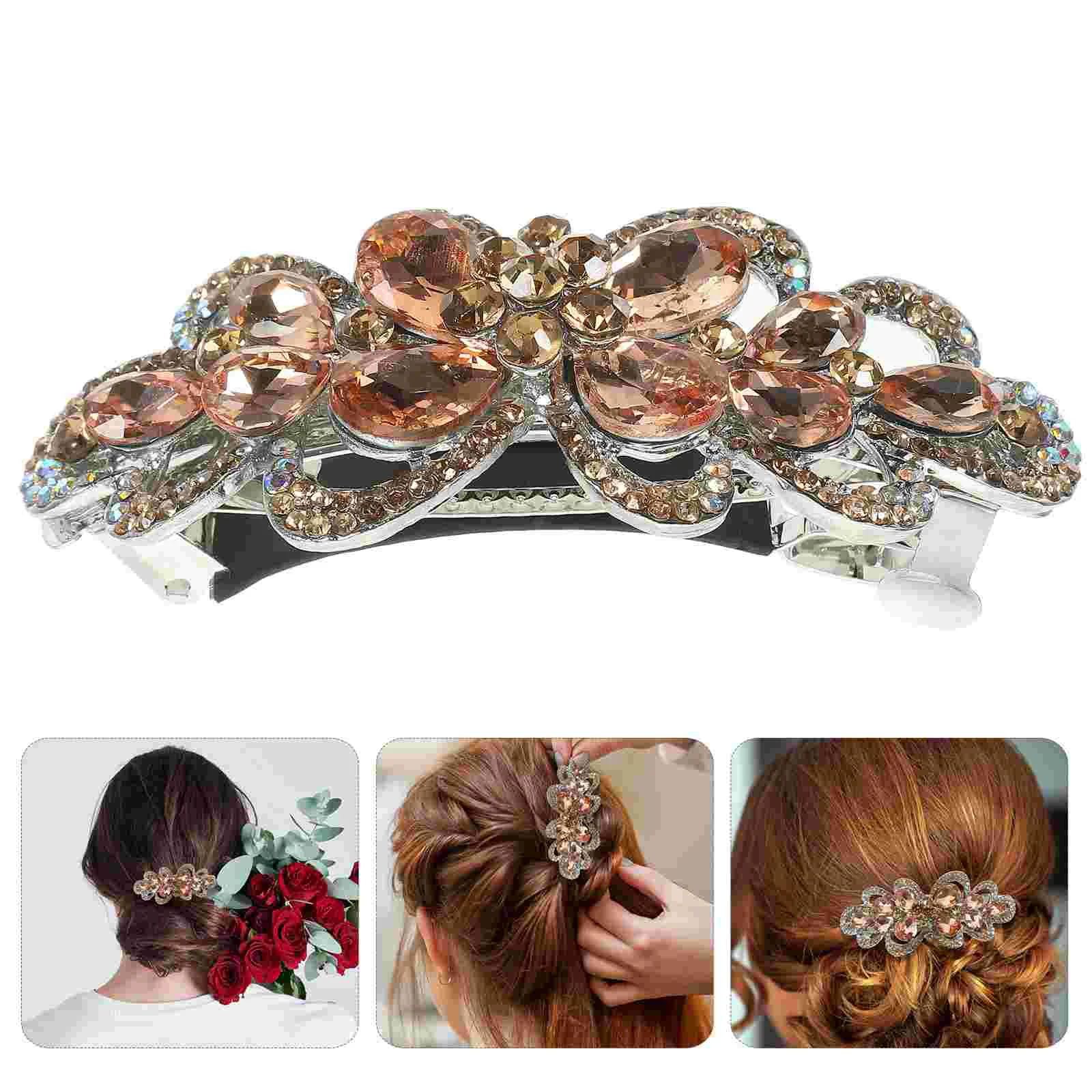 

Rhinestone Hair Clip Barrette Bridal Accessories Styling Metal Clips Rhinestones Barrettes for Women