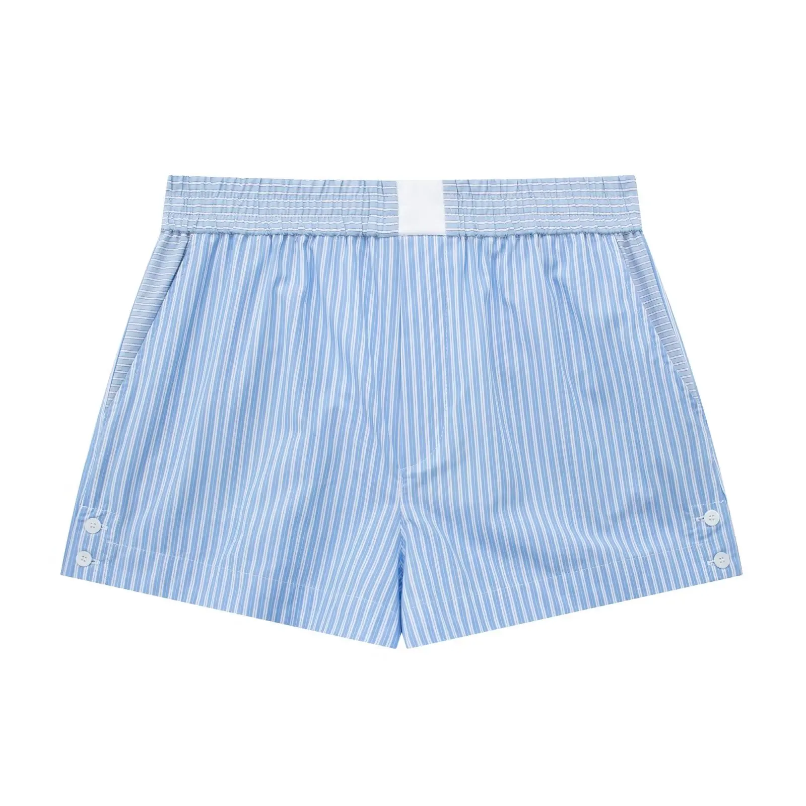 

Women 2023 New Chic Fashion Side Pockets Basic Shorts Vintage High Elastic Waist Drawstring Female Short Pants Pantalones