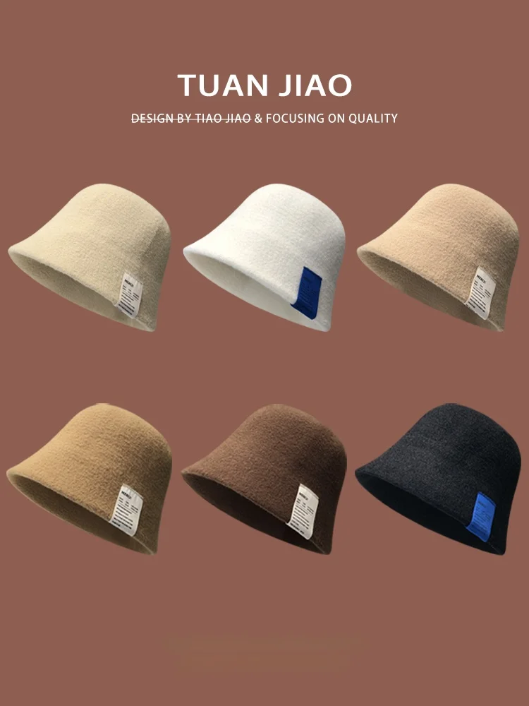 Осенне-зимняя шерстяная рыбацкая шляпа женская корейская модная вязаная панама