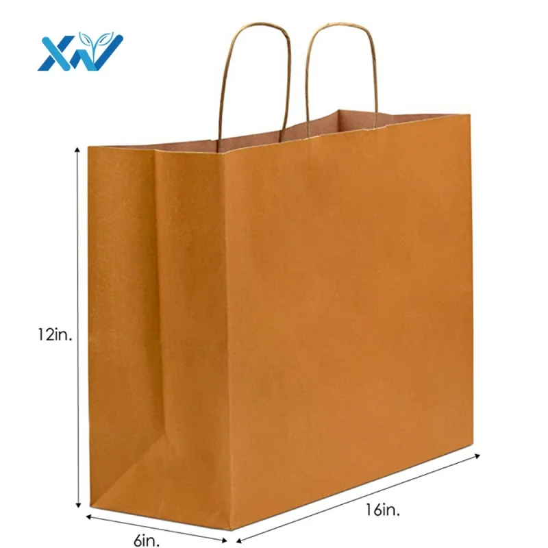 

Wholesale Cheap Custom Print Restaurant Take Away Food Packaging Eco Recycle Brown Grocery Kraft Paper Shopping Bag With Handle