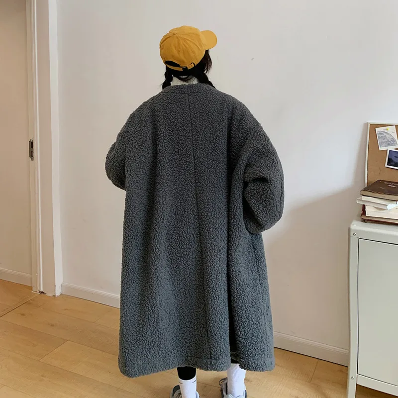 Winter Jacket Men Warm Fashion Retro Thicken Lamb Wool Jacket Men Streetwear Korean Loose Thick Long Hooded Coat Mens Overcoat