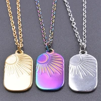 geometric rectangle sun pendant necklace vintage jewelry stainless steel necklaces for women men accessories never fade chokers