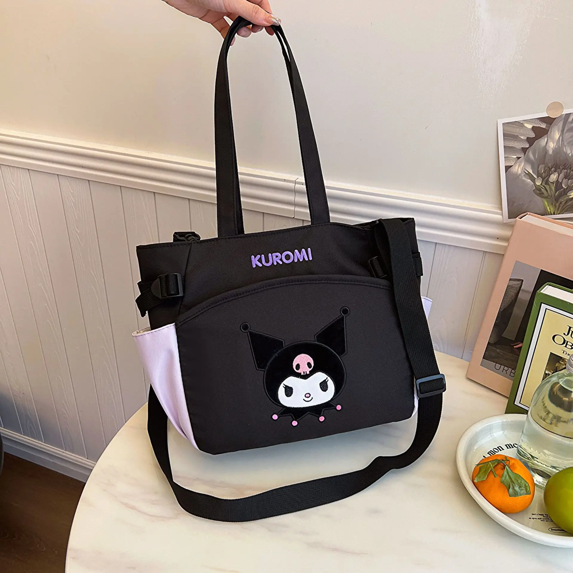 Sanrio мультяшная Милая модная сумка-тоут через плечо Kuromi сумка для учеников